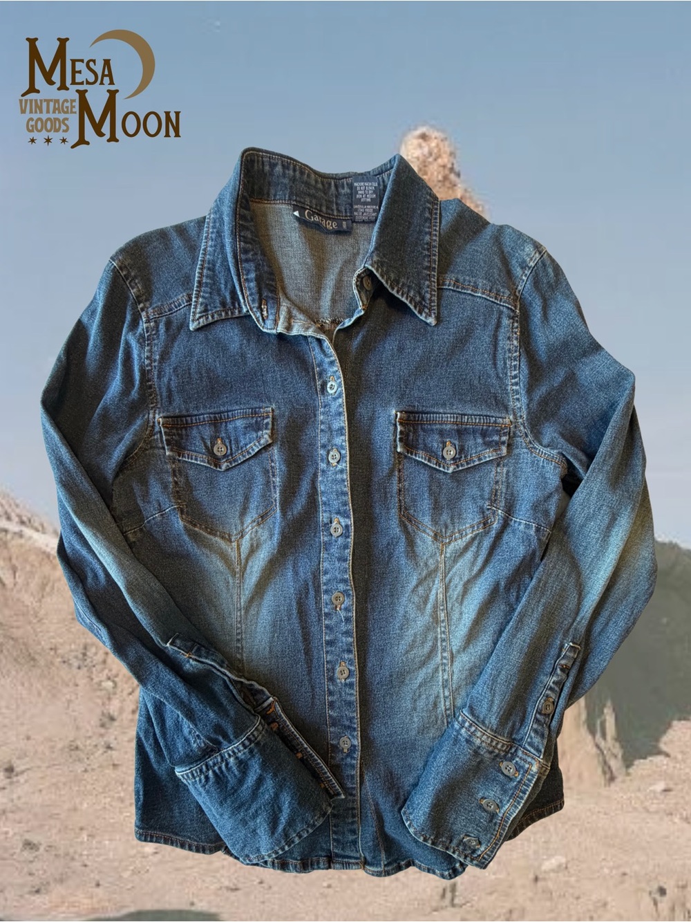 Vintage Garage Denim Button-Up Shirt